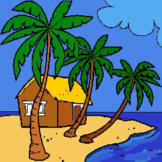 dibujo de verano: un paraíso de playa - Dibujos: verano y ...
