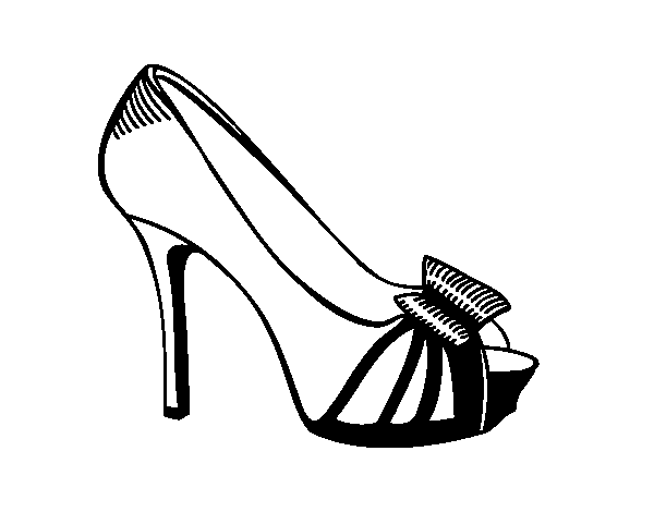 Dibujo de Zapato de plataforma con lazo para Colorear - Dibujos.net