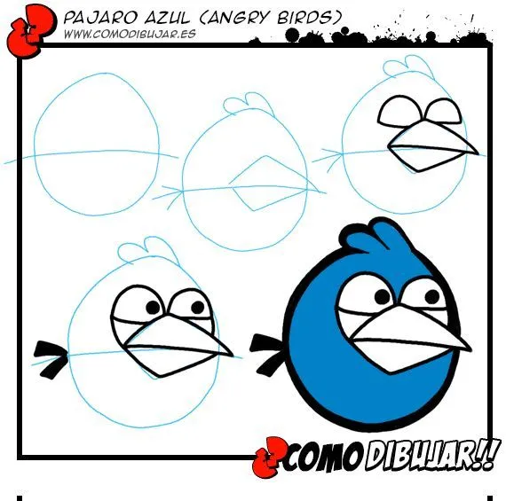 Como dibujar al pájaro azul de Angry Birds: http://www.comodibujar ...