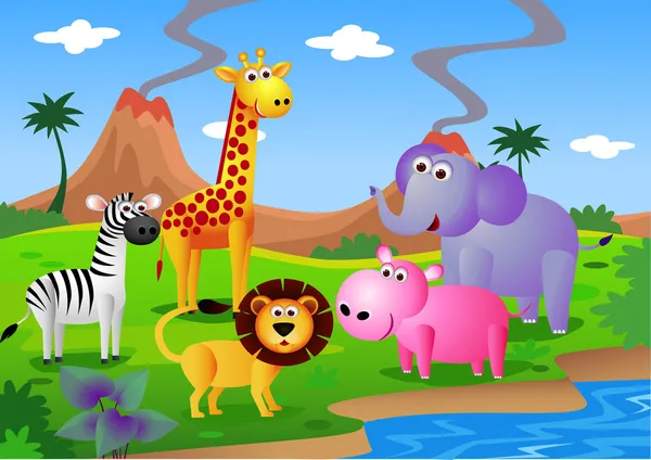 Dibujos animados de animales safari — Vector stock © dagadu #5078073