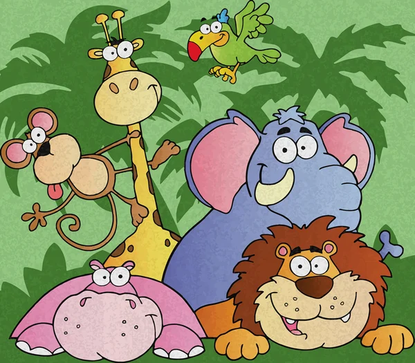 Dibujos animados de animales de la selva — Foto stock © HitToon ...