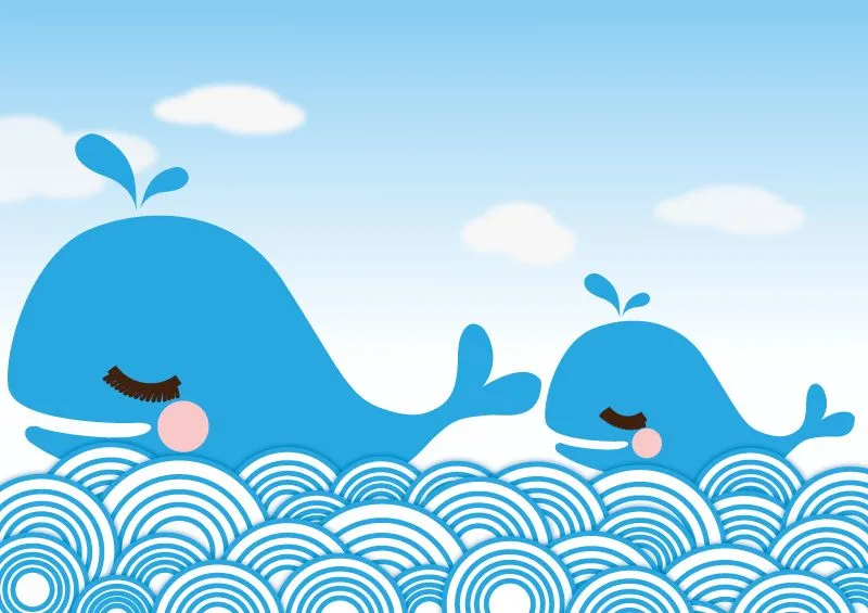 Dos dibujos animados azul material de ballena vector Descarga ...