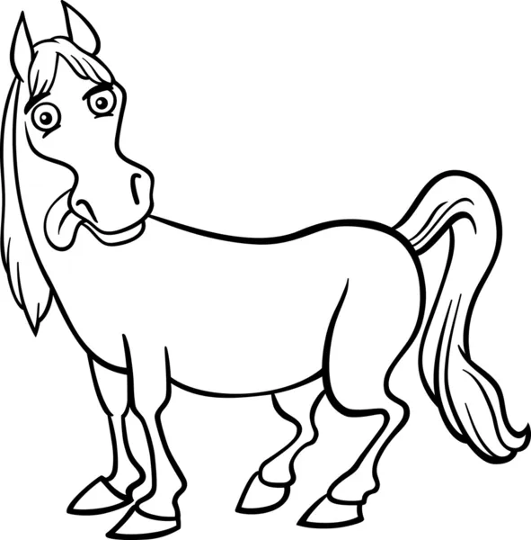 dibujos animados de caballo de granja para colorear libro — Vector ...