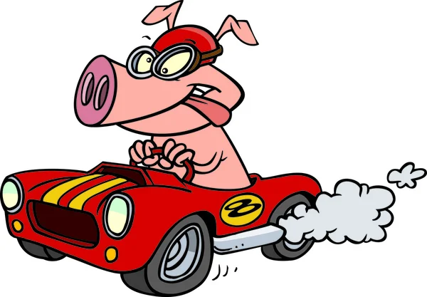 Dibujos animados de cerdo hot rod — Vector stock © ronleishman ...