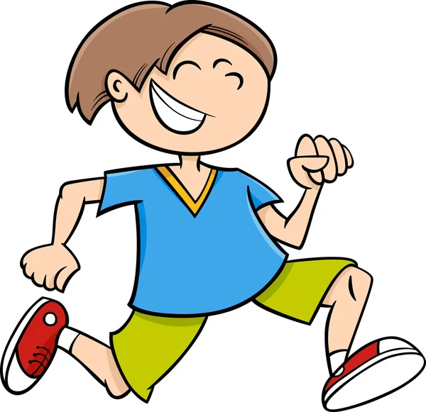 Dibujos animados de chico corriendo feliz — Vector stock ...