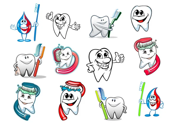 Dibujos animados diente higiene conjunto — Vector stock ...