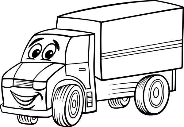 dibujos animados graciosos camión para colorear libro — Vector ...