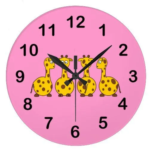 Dibujos animados de las jirafas relojes de pared de Zazzle.