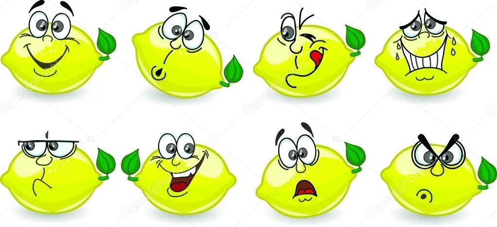 dibujos animados de limones con emociones — Vector stock ...