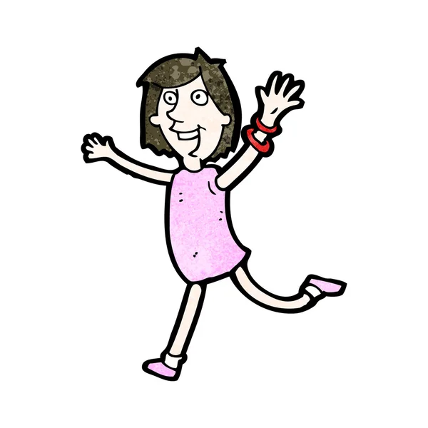 Dibujos animados de mujer corriendo feliz — Vector stock ...