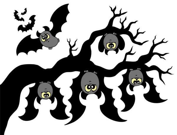 Dibujos animados murciélagos colgando de la rama — Vector stock ...