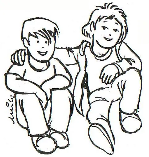 Dibujo de dos niños conversando - Imagui