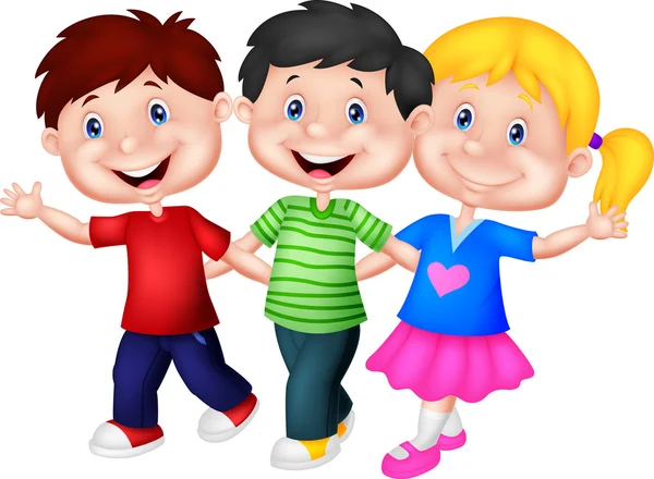 Dibujos animados de niños felices caminando juntos — Vector stock ...
