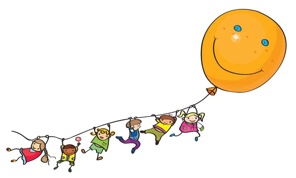 dibujos animados de niños felices con globo — Vector stock © rvika ...