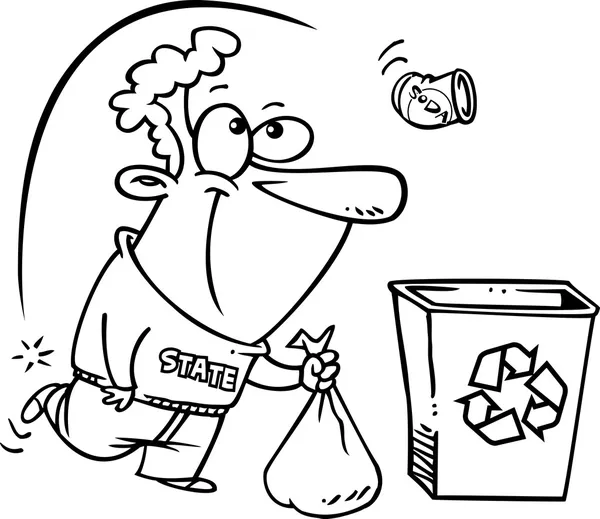 Dibujos animados de papelera de reciclaje — Vector stock ...