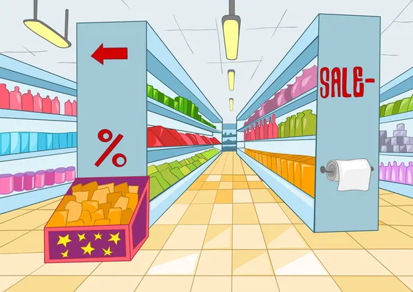 Dibujos animados de supermercado — Vector stock © rastudio #14950165