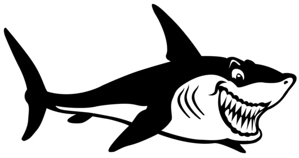 Dibujos animados tiburón negro blanco — Vector stock © insima ...