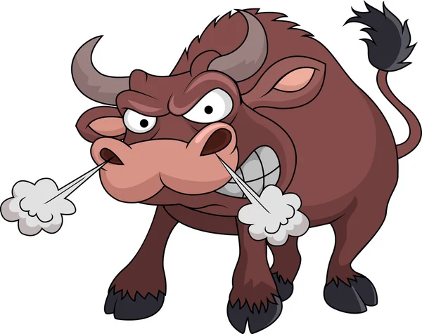 Dibujos animados de toro furioso — Vector stock © tigatelu #23937803