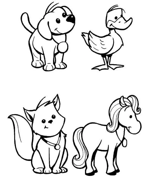 Dibujos de Animales para Pintar, Gatos, Caballos, Perros, Patos ...