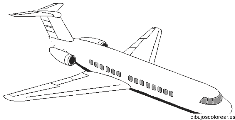 Dibujo de un avión en descenso | Dibujos para Colorear