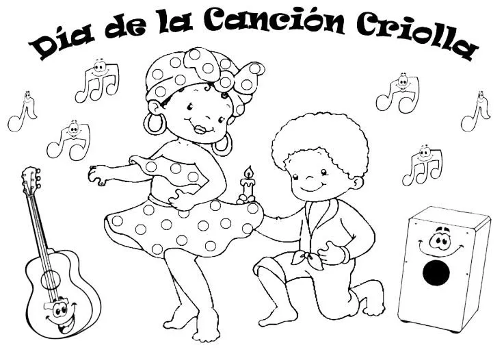 Dibujo de niños bailando festejo para colorear - Imagui