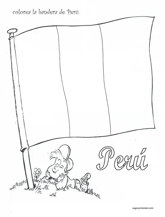Niño con la bandera del Perú para colorear - Imagui