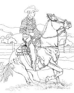 Dibujos de Caballos para colorear!: Dibujo de cowboy con su caballo ...