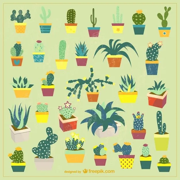 Dibujos de cactus en maceta | Descargar Vectores gratis