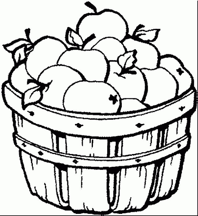 Dibujo de Cesta de manzanas para colorear. Dibujos infantiles de Cesta ...