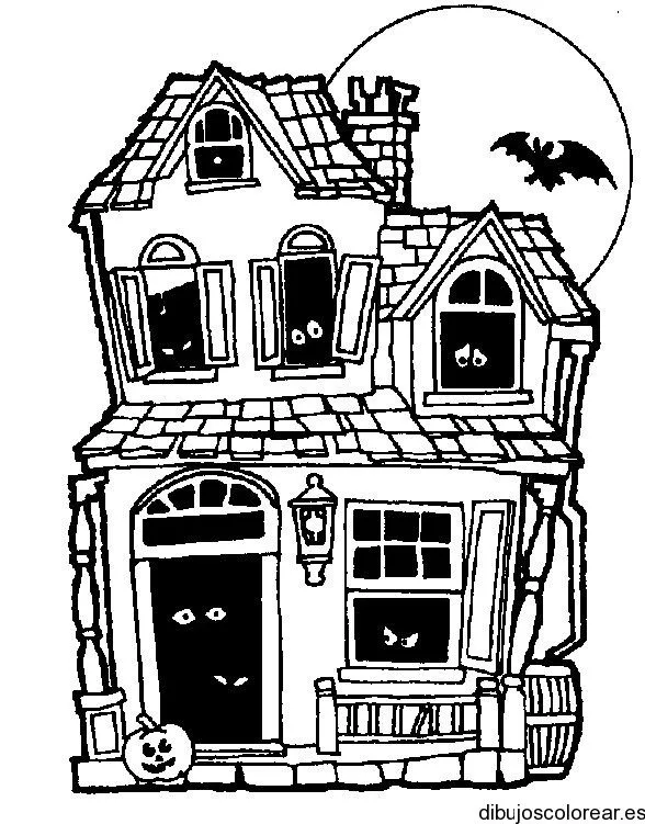 Dibujo de una casa embrujada en halloween | Dibujos para Colorear
