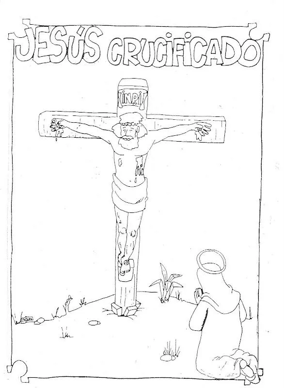 Dibujos Católicos : Jesús crucificado para colorear