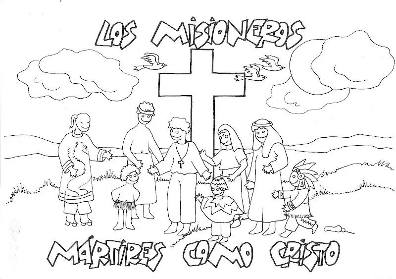 Dibujos Católicos : Misioneros para colorear