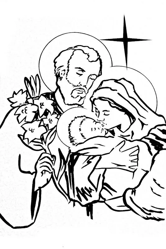 Dibujos Católicos : Sagrada Familia para colorear