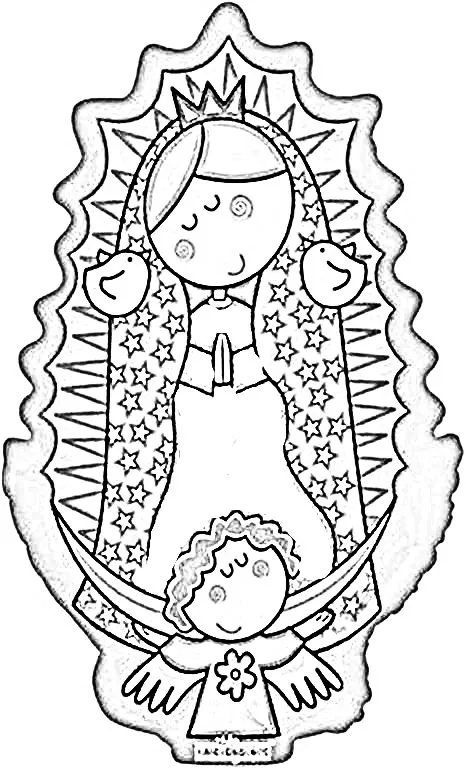 Dibujos Católicos : Virgen de Guadalupe distroller para colorear