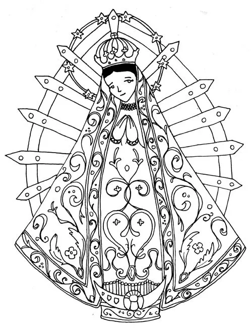 Dibujos Católicos : Virgen de Lujan para colorear