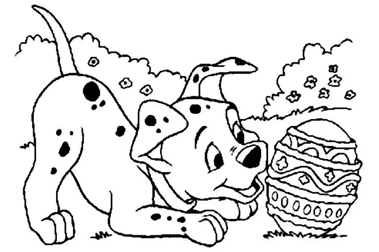 Dibujos para colorear: 101 Dálmatas - Perrito con huevo