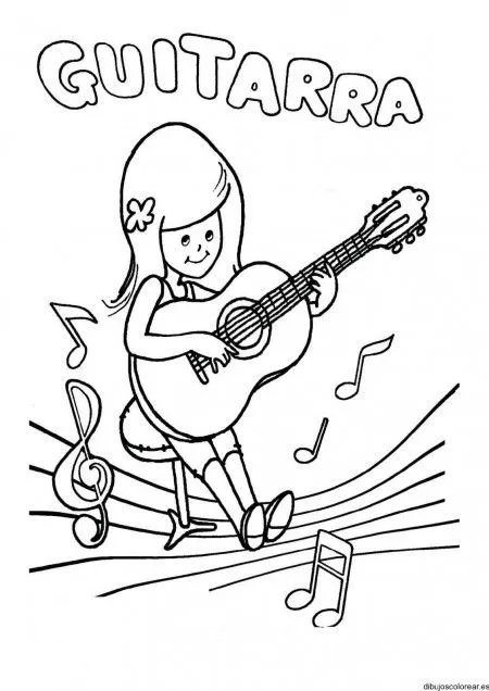 Imagen para colorear de niño tocando guitarra - Imagui
