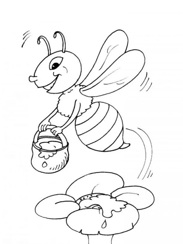 Dibujo de Abeja con miel para colorear. Dibujos infantiles de ...