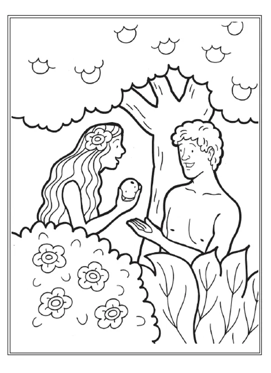 Dibujos para colorear de Adan y Eva en el paraiso - Imagui