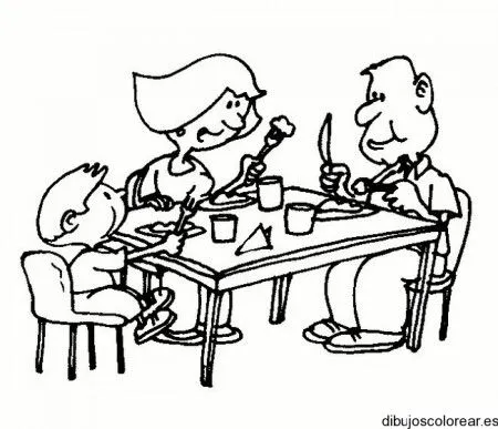 Una familia cenando para colorear - Imagui