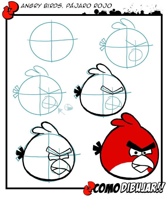 Dibujos para colorear de Angry Birds: pasos para pintar a Red Bird ...