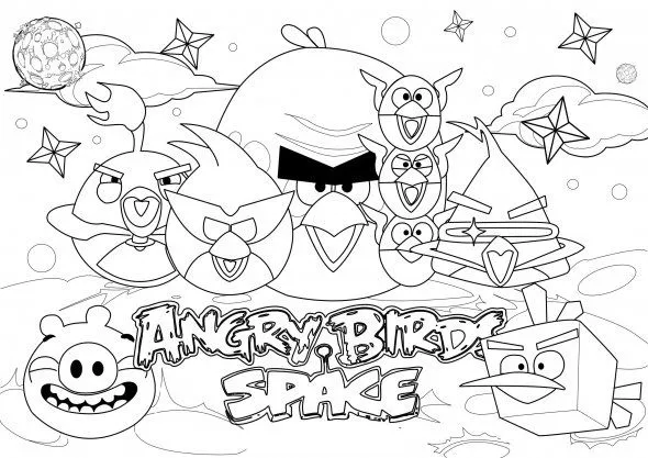 Dibujo para colorear de Angry Birds Space : foto de familia ...