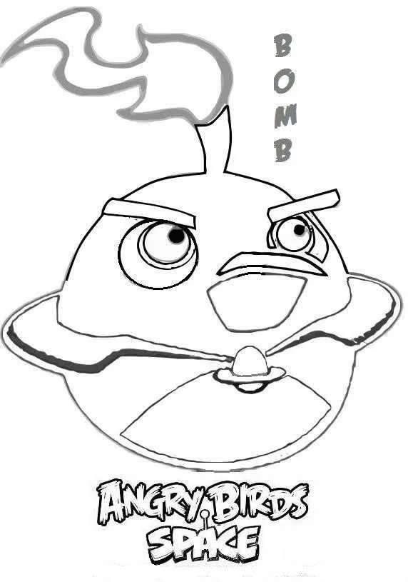 Dibujo para colorear de Angry Birds Space : Bomb Bird - Juegos de ...