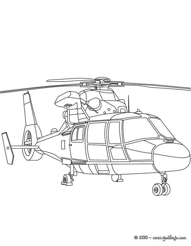 Dibujos para colorear AVION, helicoptero militar para imprimir