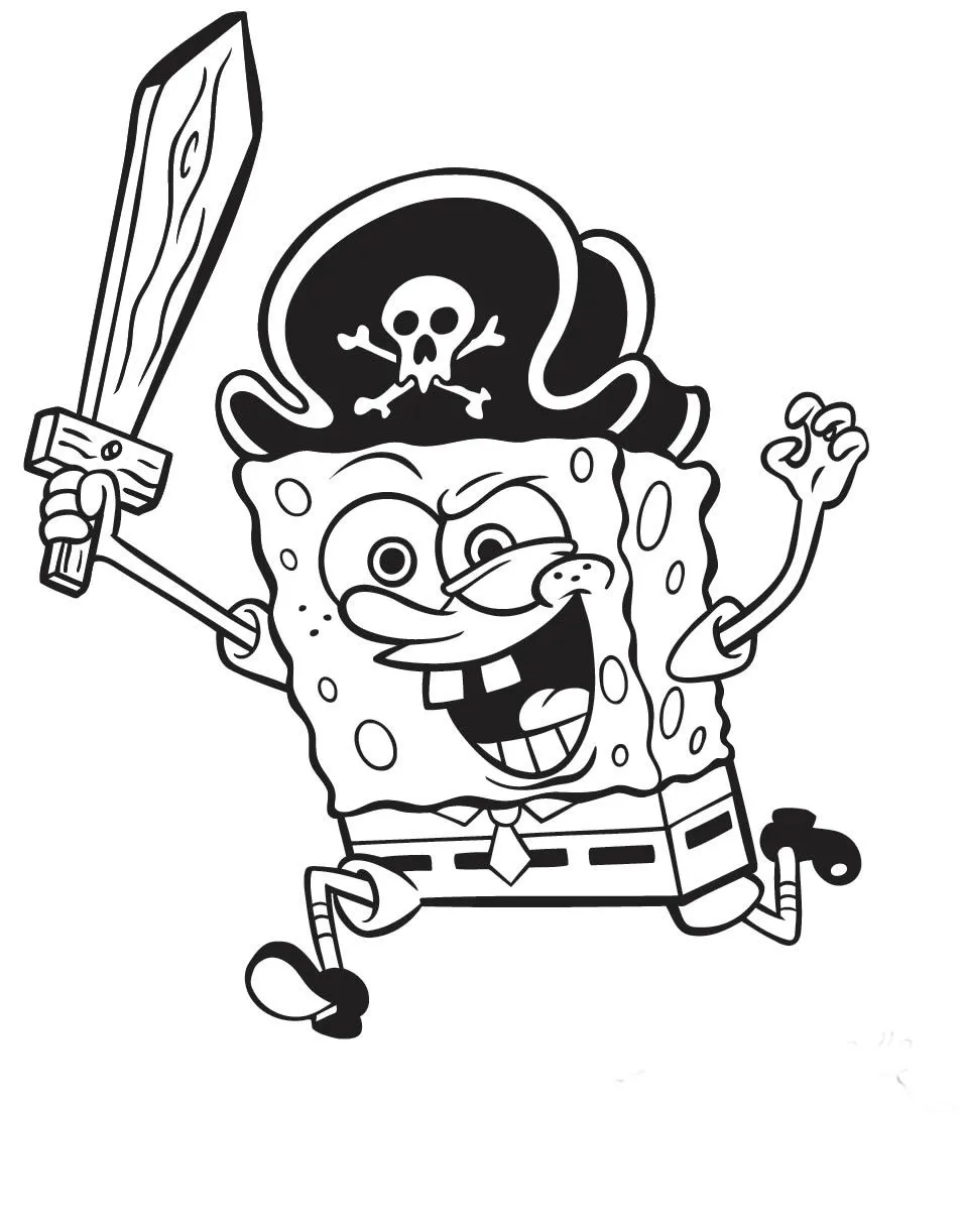  para colorear de bob esponja bob esponja vestido de pirata y bob ...