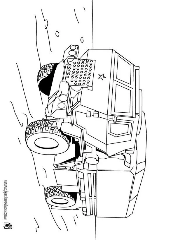 Dibujos para colorear CAMION, un camion tanque militar para imprimir