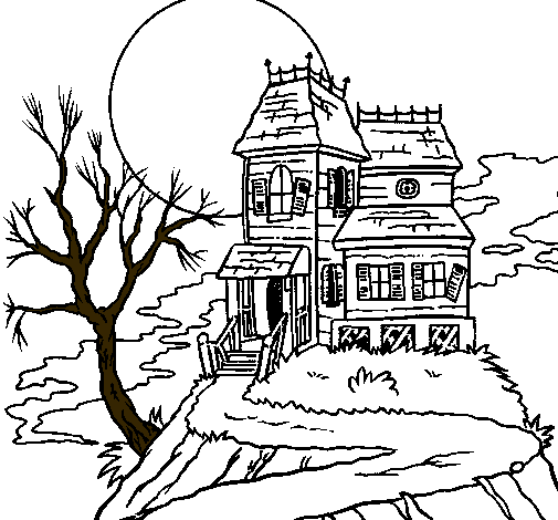 Dibujos para colorear de una casa del terror por dentro - Imagui