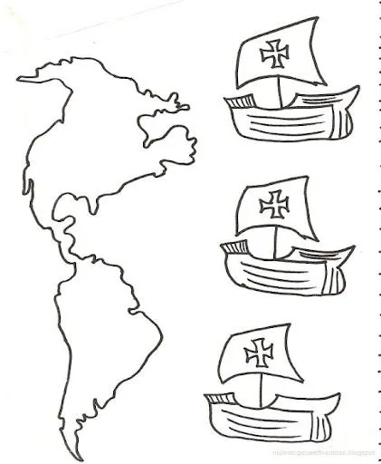 Dibujos para colorear Cristóbal Colón y las carabelas | Colorear
