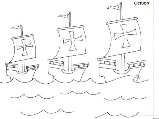 Dibujos para colorear Cristóbal Colón y las carabelas | Colorear