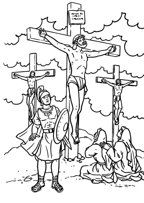 Crucificción de Jesús para colorear